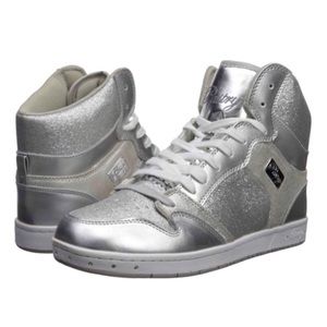 Unisex Silver Dance High Top Shimmery Sneakers
